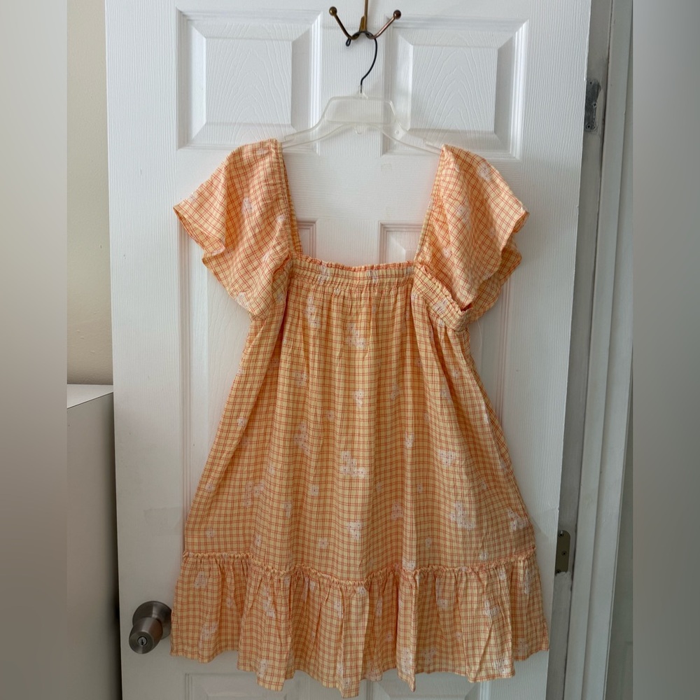 NWT SWEET EN FORME FLORAL EMBROIDERY ODESSA YELLOW GINGHAM DAISY MINI DRESS